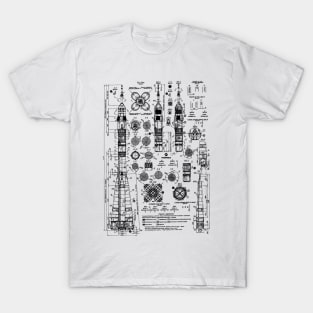 Soyez Rocket Blueprint Black T-Shirt